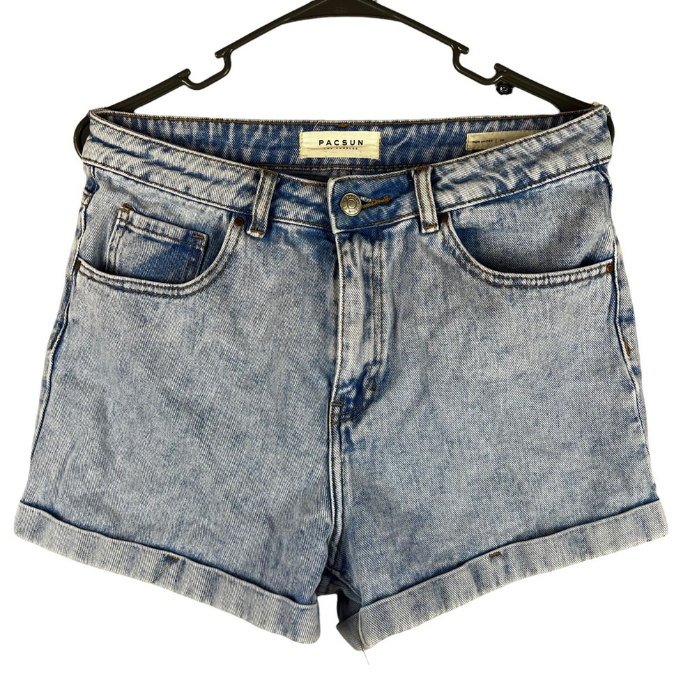 Pacsun Mom Short Light Wash Jean Shorts Rolled Cuff Size 29